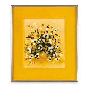 Floral Oil Painting Textured Abstract Retro Vintage Mid Century Velvet Liner Sil